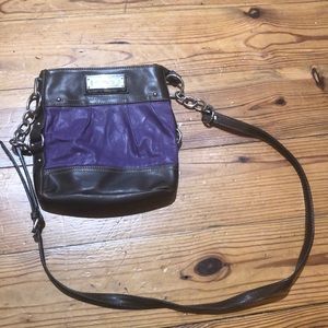 Chaps crossbody purse-Purple and brown leather